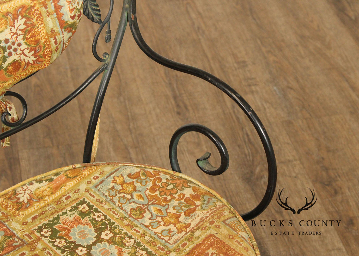 Woodard 'Chantilly Rose' Vintage Set of Six Wrought Iron Dining Chairs