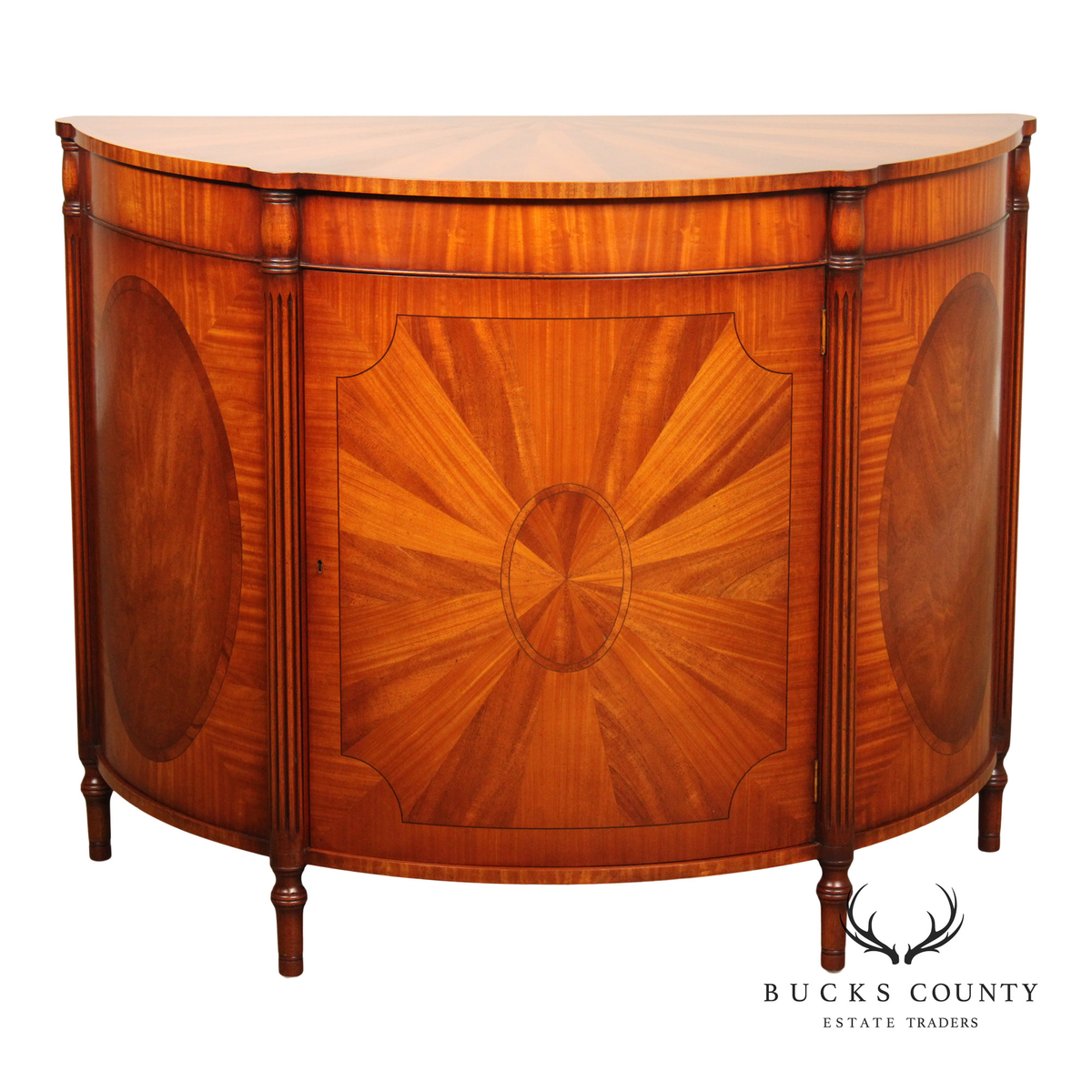 Georgian Style Demilune Cabinet With Starburst Inlay