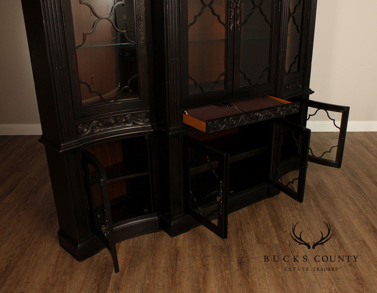 Tuscan Style Large Ebonized Display Cabinet