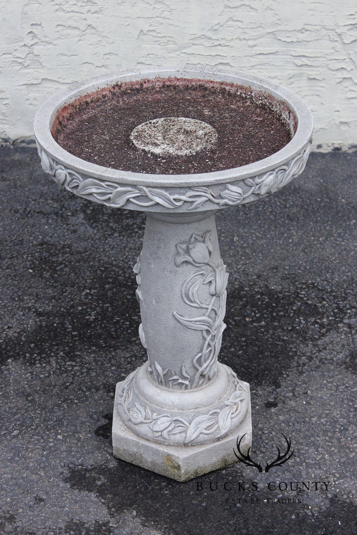 Cast Stone Floral Bird Bath