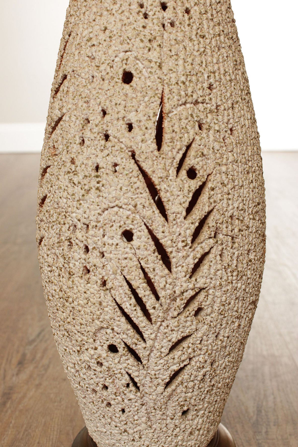 Mid Century Modern Textured Glazed Tall Terracotta Table Lamp