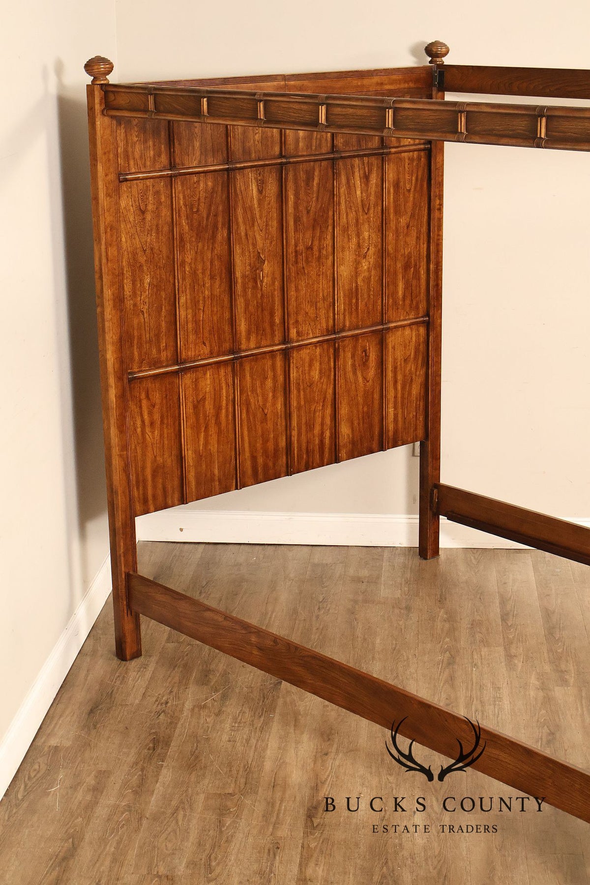 British Colonial Style Faux Bamboo Queen Canopy Bed