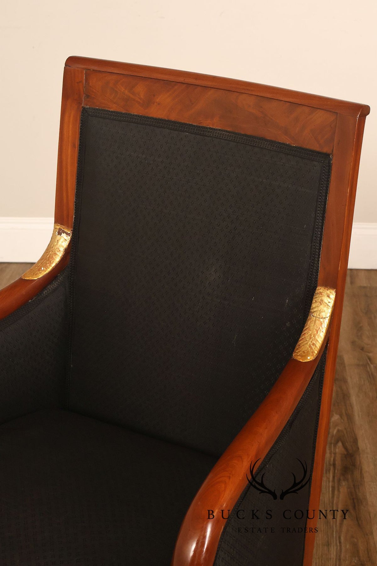 French Empire Style Partial Gilt Mahogany Armchair