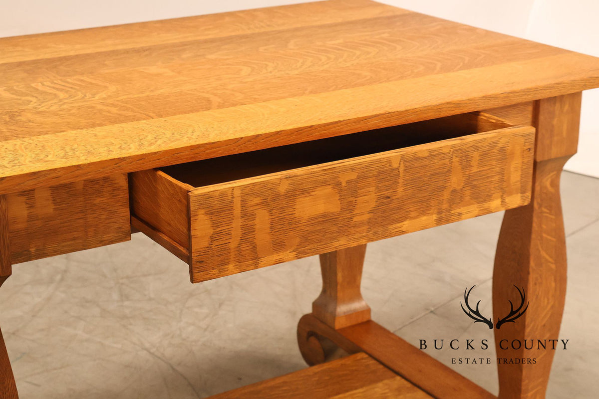 Empire Style Antique Oak Library Table