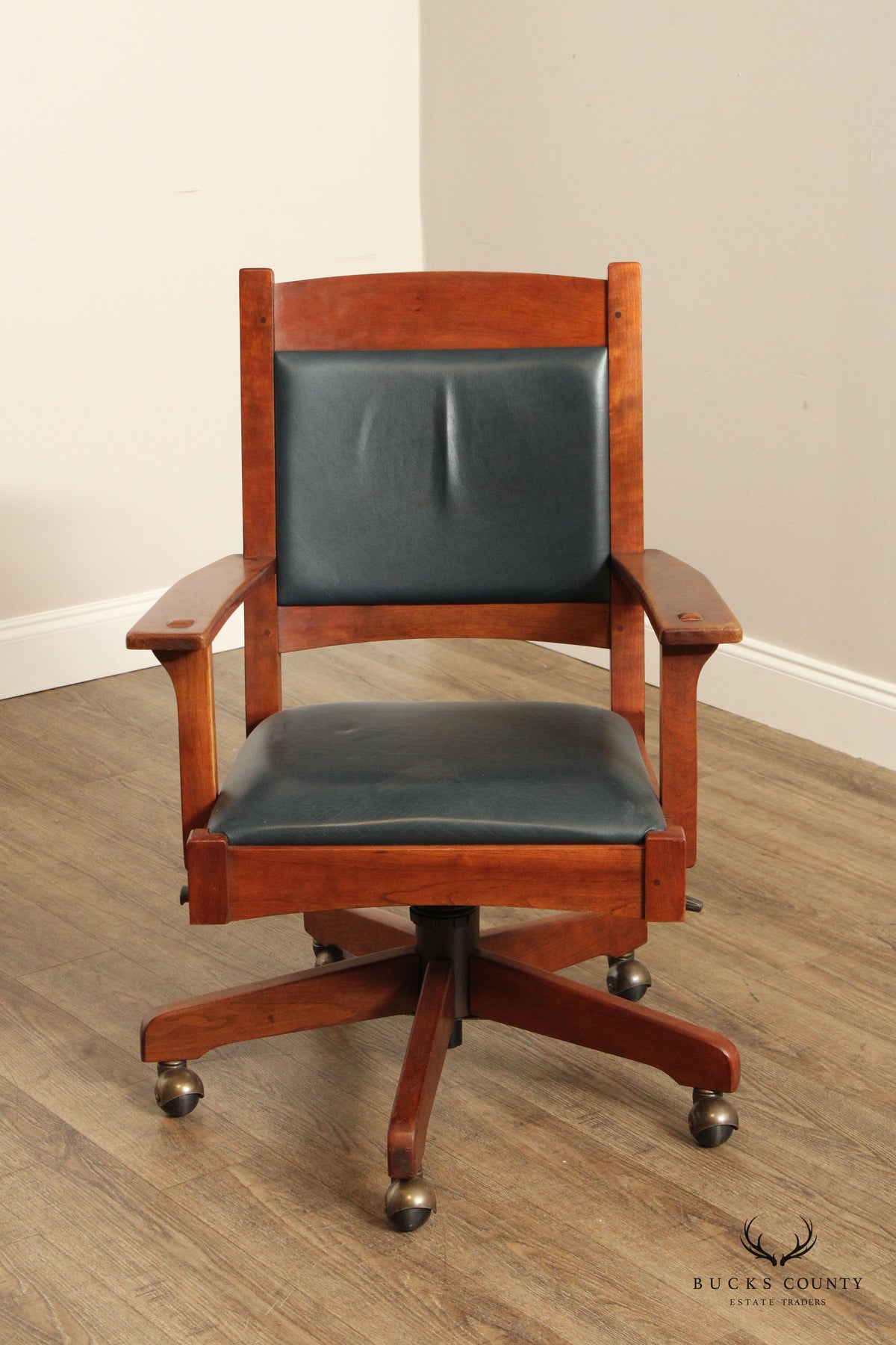 Stickley Mission Collection Cherry and Leather Swivel Tilt Desk Chair