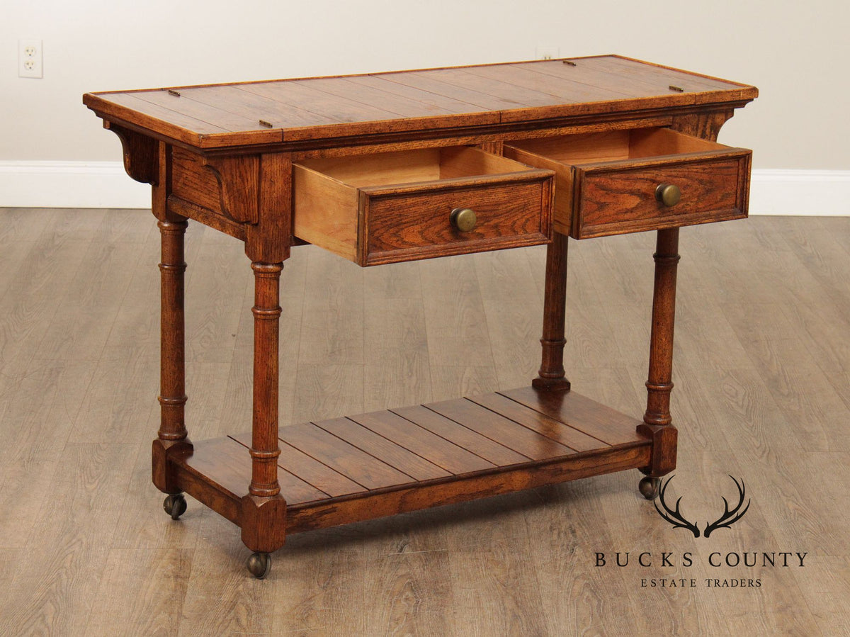 Century Furniture Vintage Oak Flip-Top Server Trolley