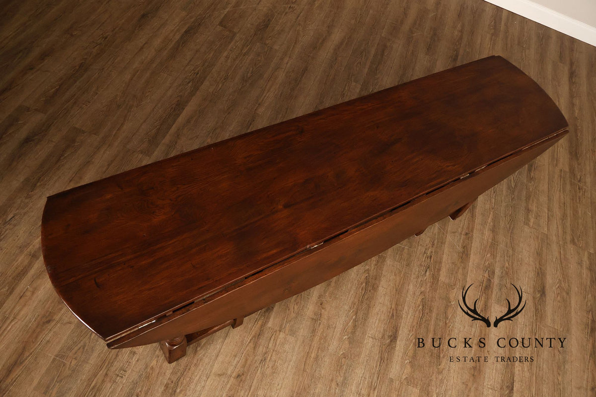 English Oak Large Gateleg Drop Leaf Dining Table