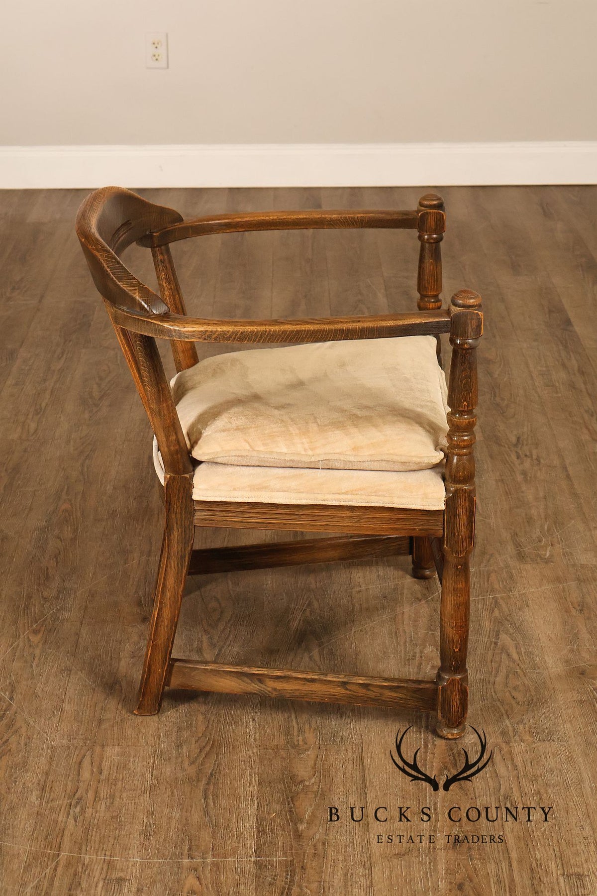 Tudor Style Pair of Oak Armchairs
