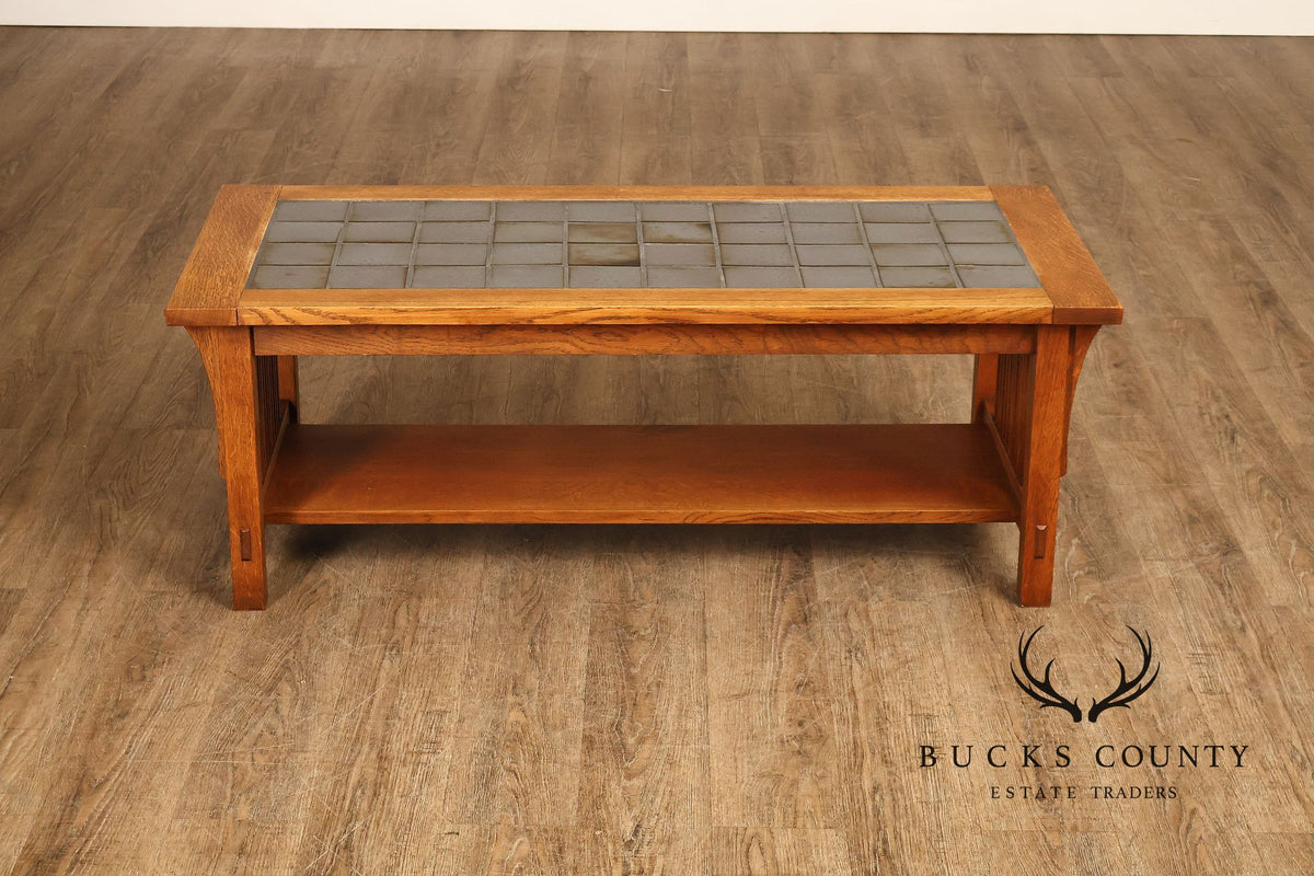 Stickley Mission Collection Oak Tile Top Coffee Table