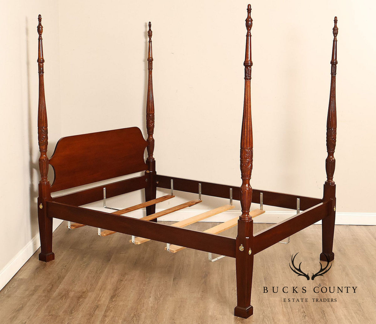 Councill Craftsmen Carved Mahogany Queen Size Four Poster Bed