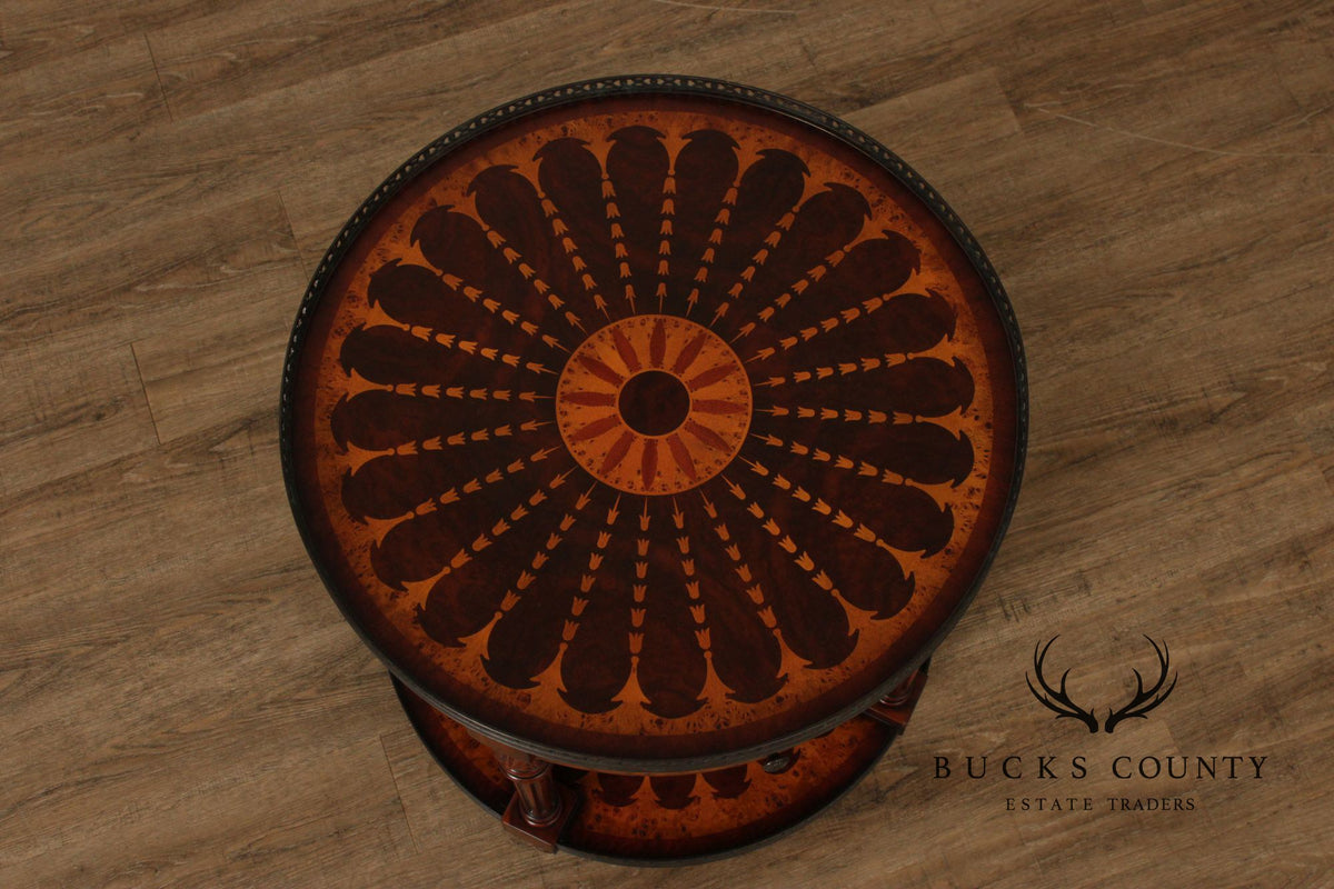 Theodore Alexander Round Two-Tier Inlaid Occasional Table