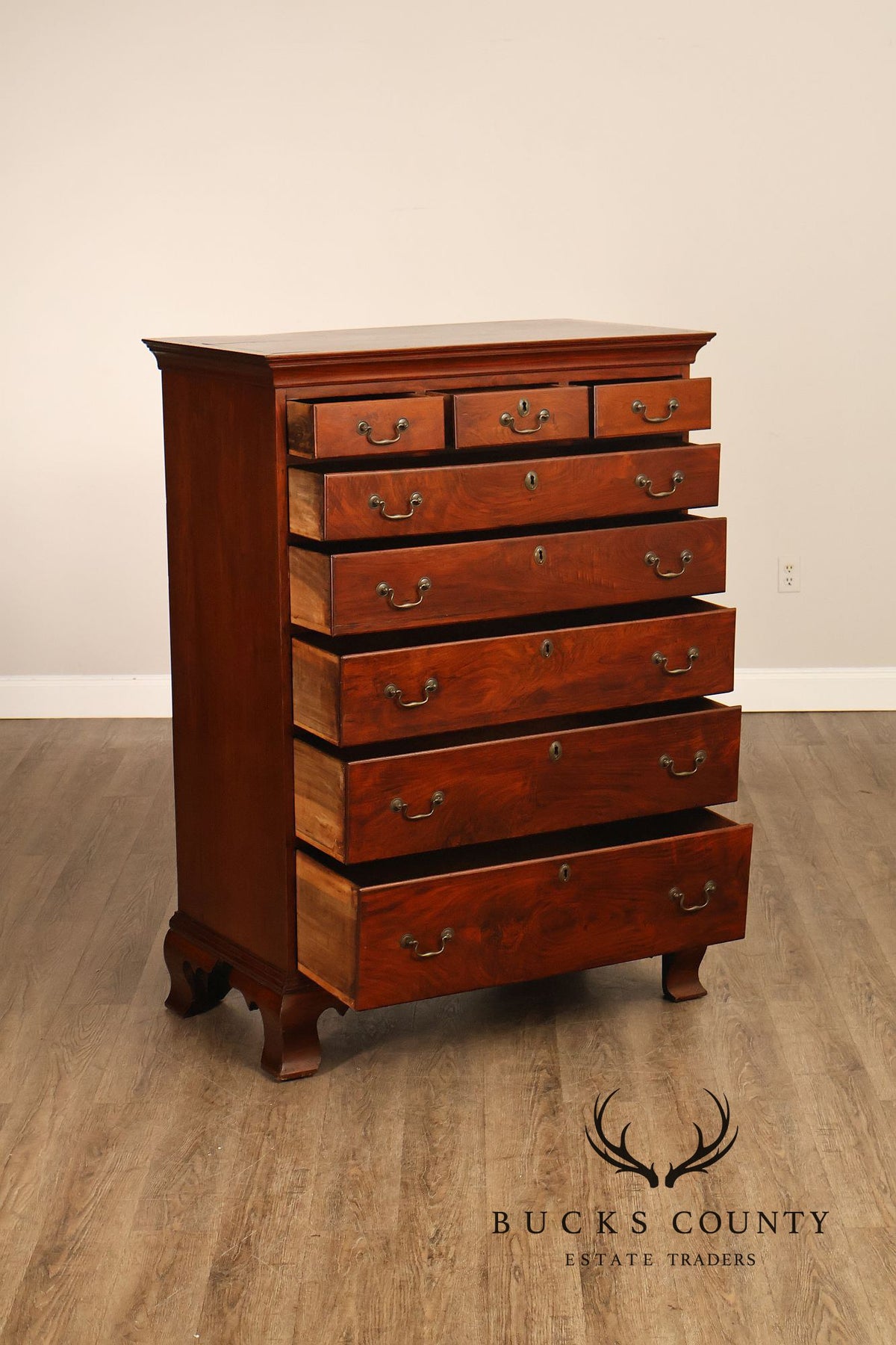 Antique Chippendale Walnut Eight-Drawer Tall Chest
