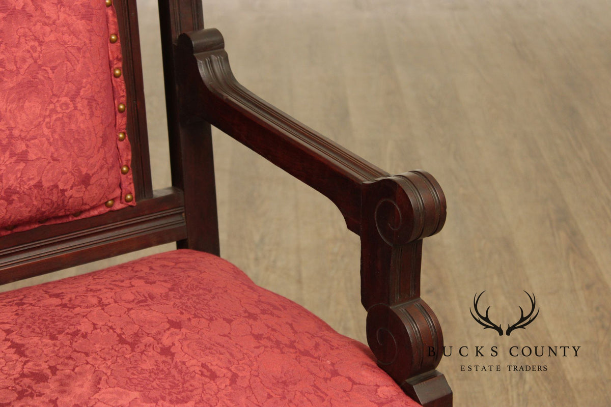 Antique American Gothic Revival Throne Chair