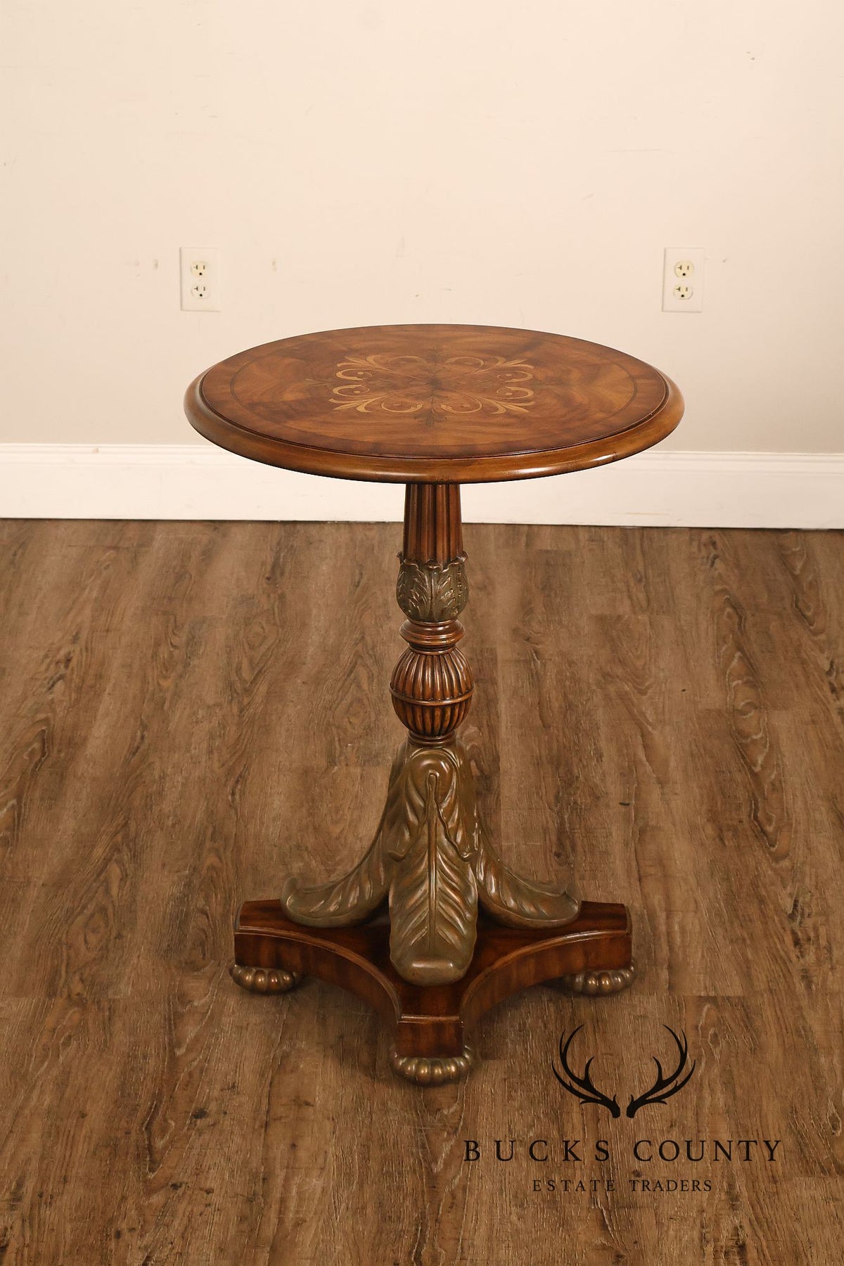 Maitland-Smith Empire Style Pair of Pedestal Side Tables