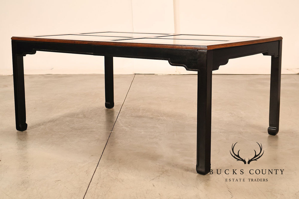 Thomasville Asian Chinoiserie Style Two Tone Wood And Mirrored Coffee Table