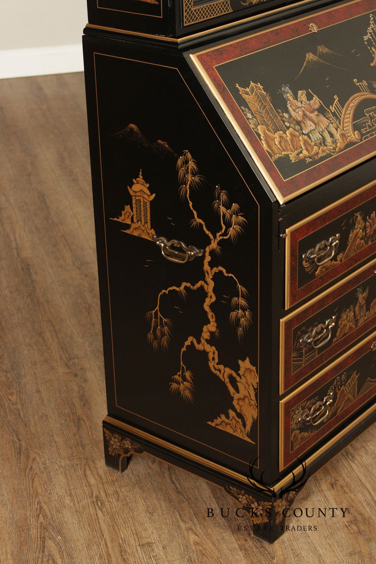 Maddox Colonial Hand Painted Chinoiserie Secretary Desk
