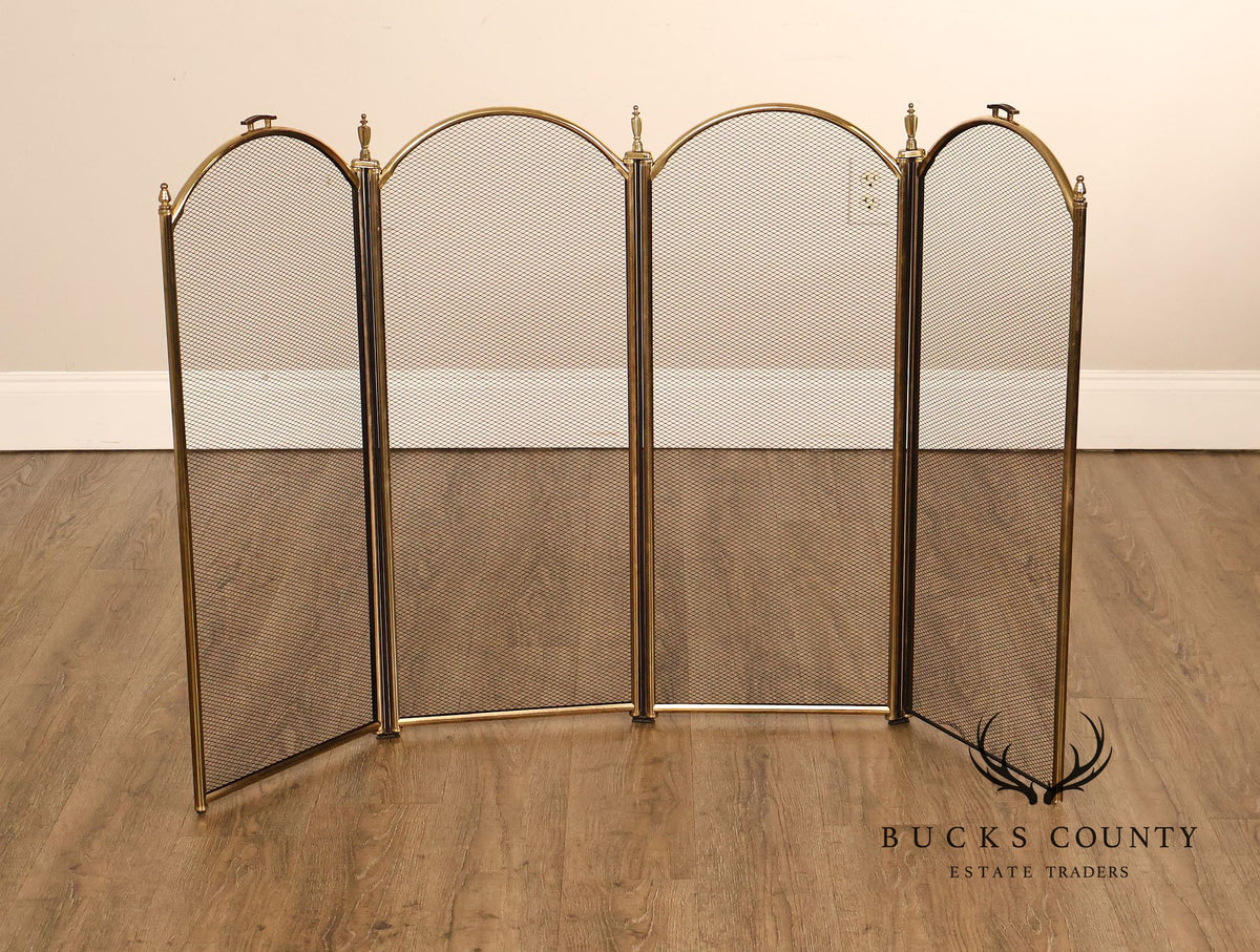 Traditional Four-Panel Arched Fireplace Screen