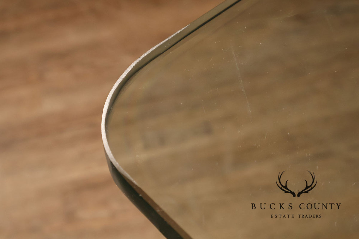 Postmodern Glass Top Lucite Trestle Dining Table