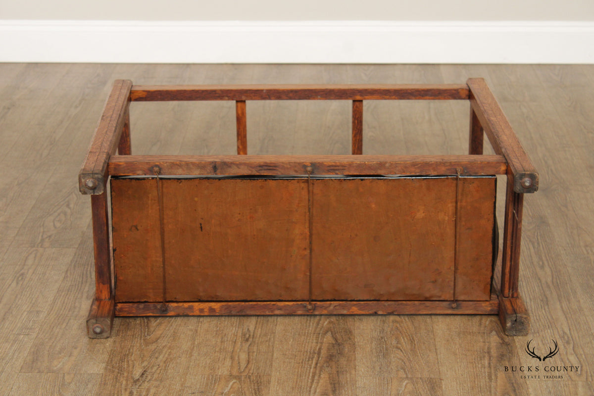 Antique Mission Oak Three Section Umbrella Stand