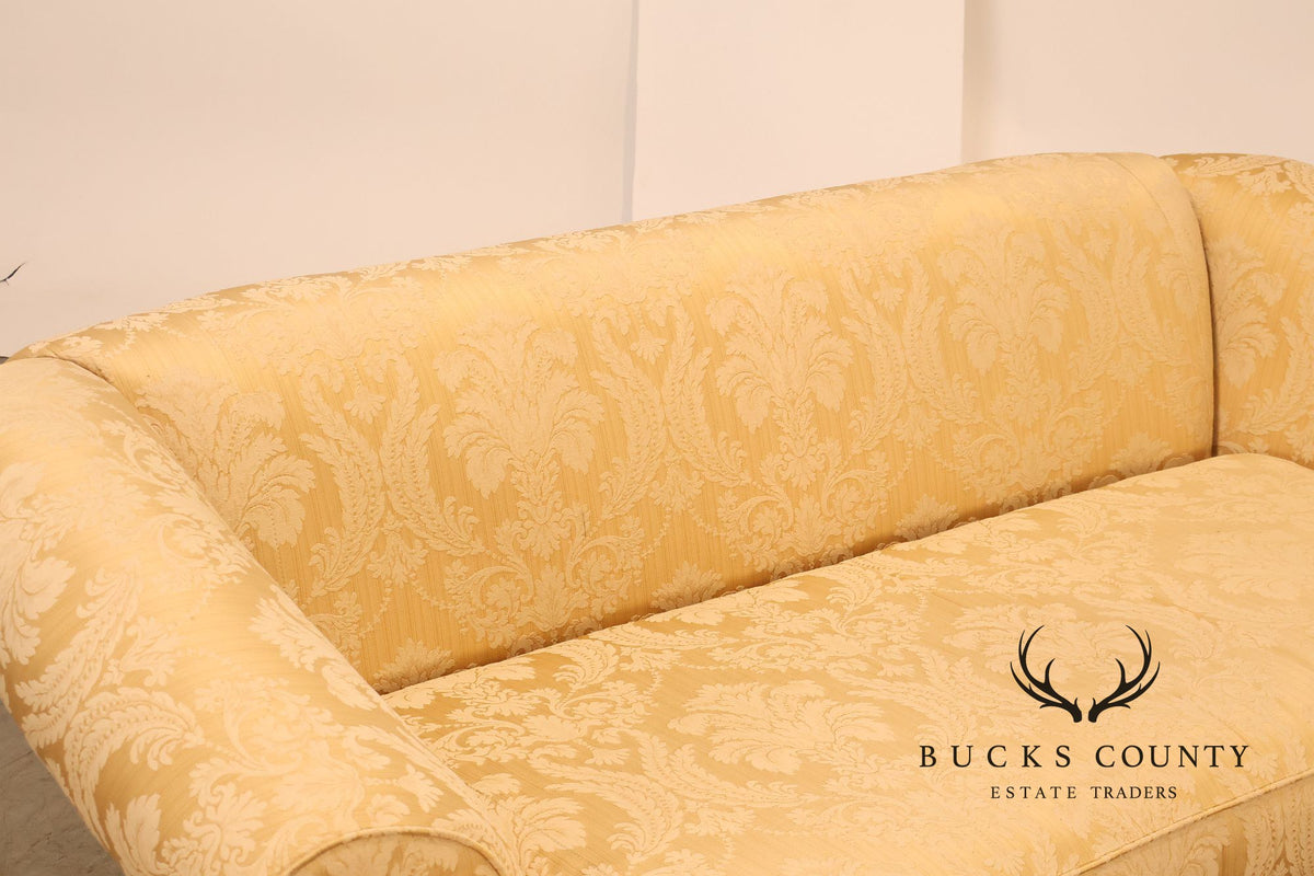 Century Furniture Pair Of Gold Damask Upholstered Sofas