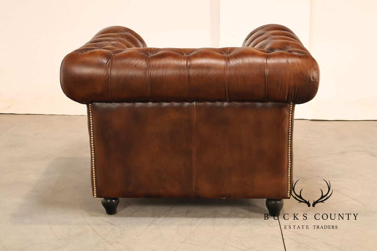 Chesterfield Style Brown Tufted Leather Club Chair