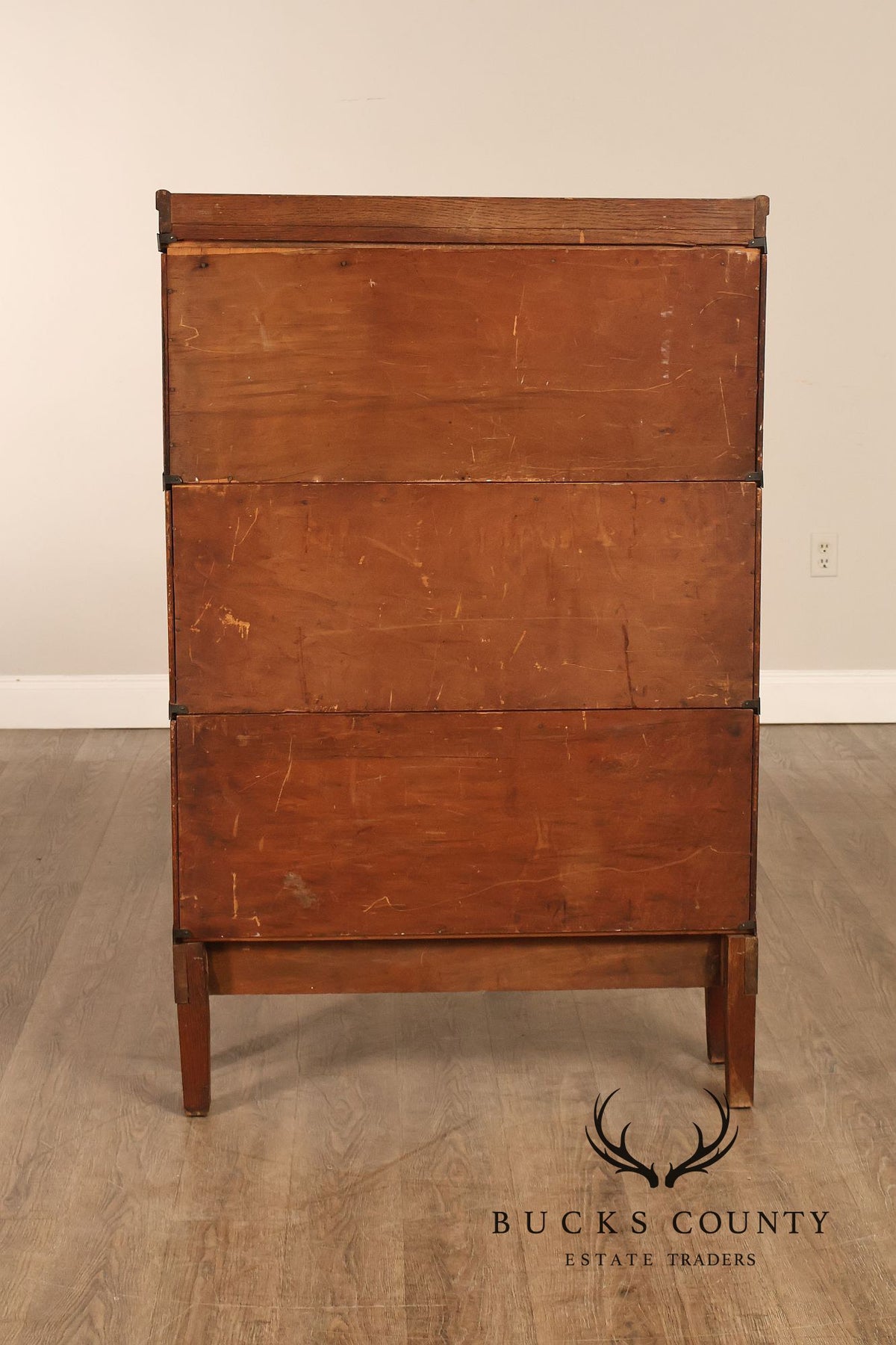 Macey Antique Oak Three Section Barrister Bookcase