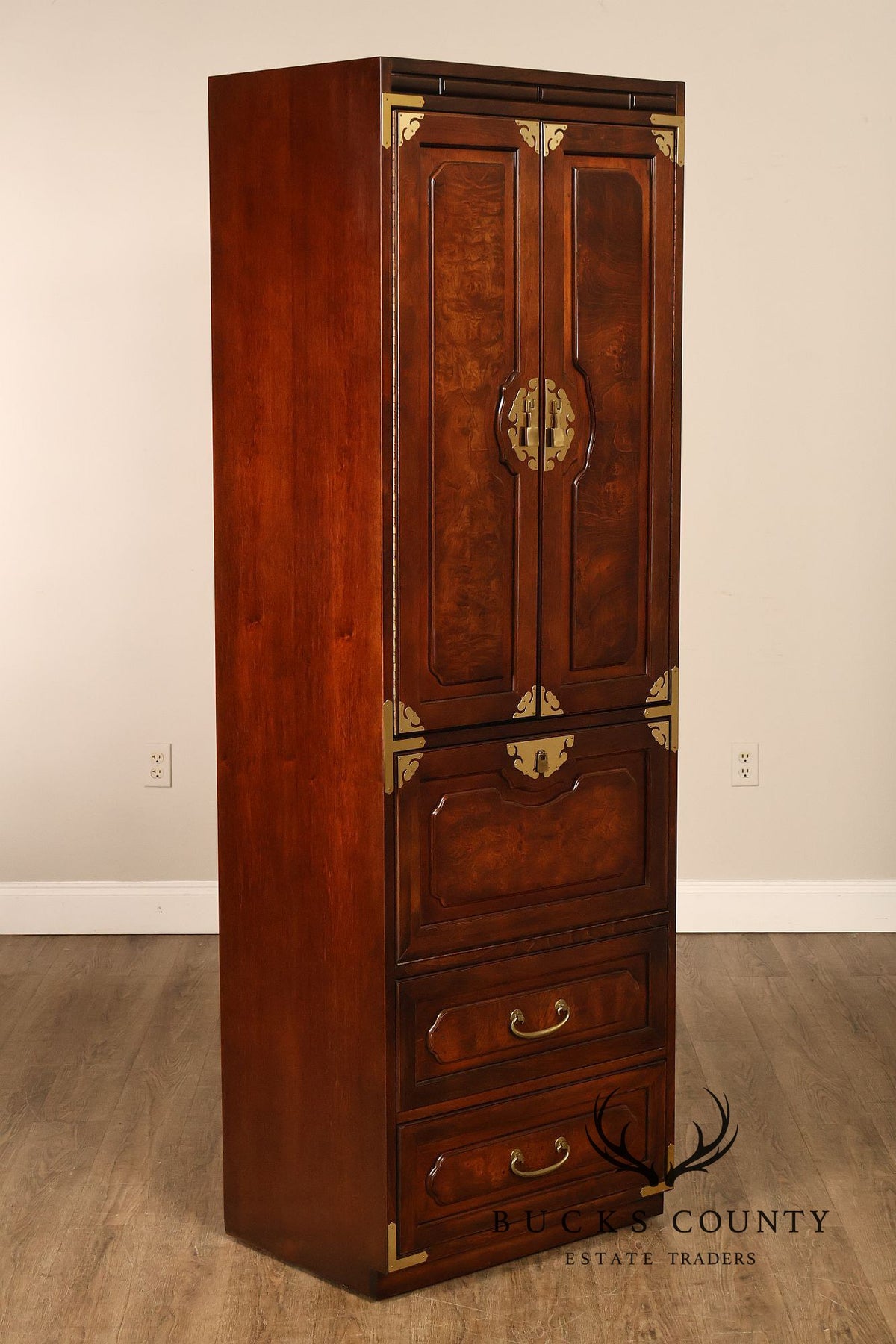 Bernhardt Pair Of Asian Campaign Style Linen Cabinets