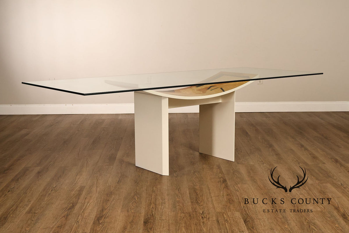 Constantini Pietro Glass Top Sculptural Dining Table