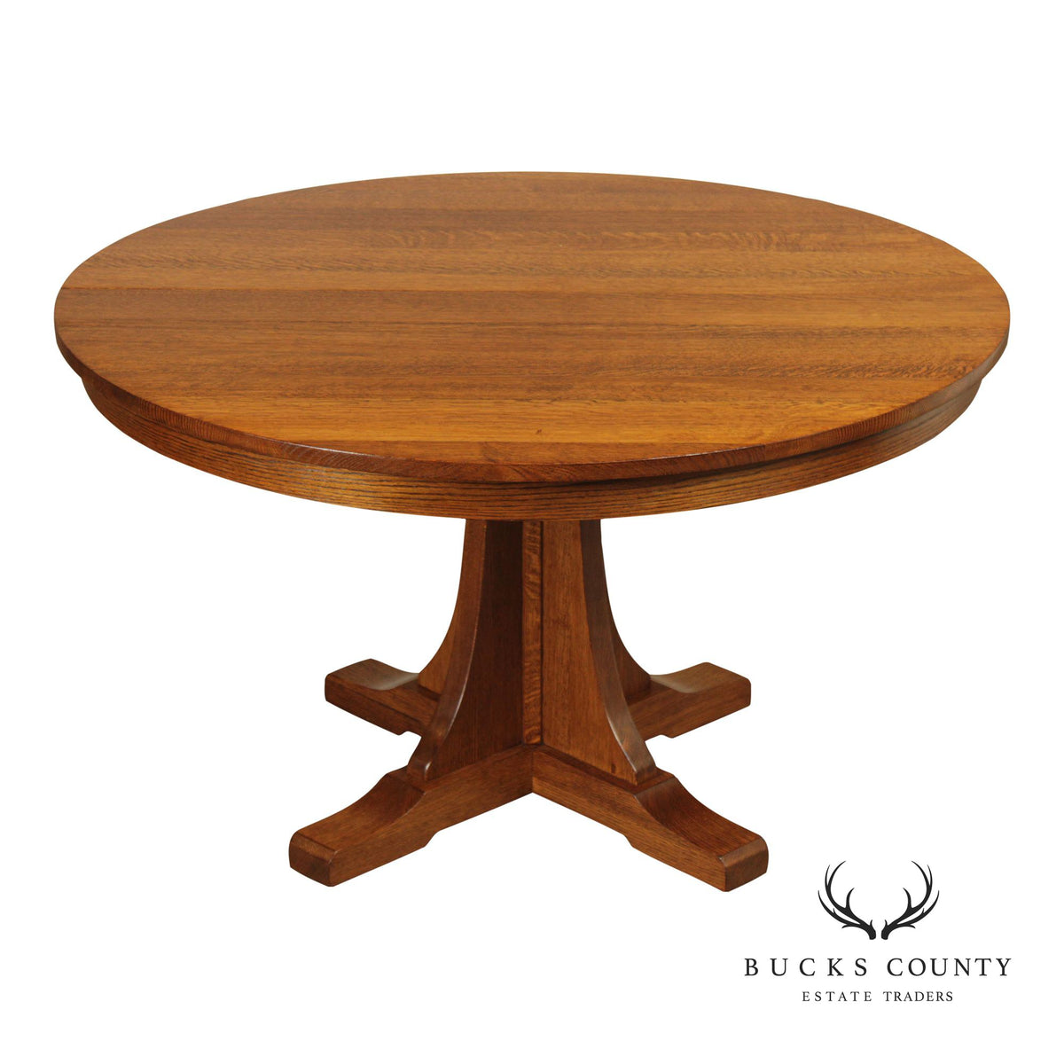 Stickley Mission Collection Round Oak Expandable Dining Table