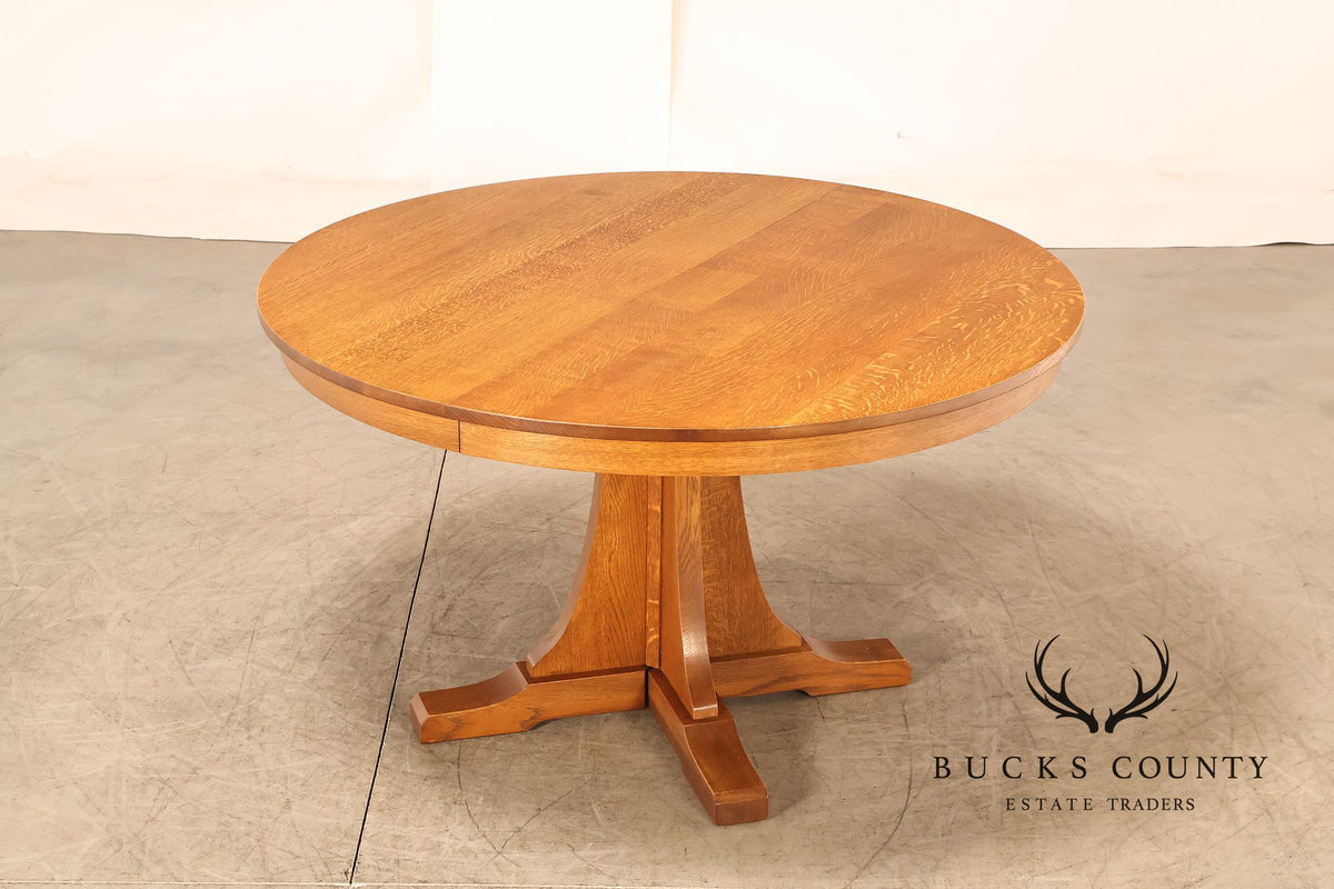 Stickley Mission Collection Round Oak Extension Dining Table With 3 Leaves In 35 Fayetteville Finish