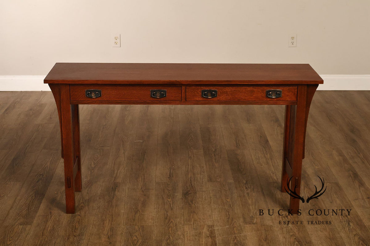 Stickley Mission Collection Oak Two Drawer Sofa Table