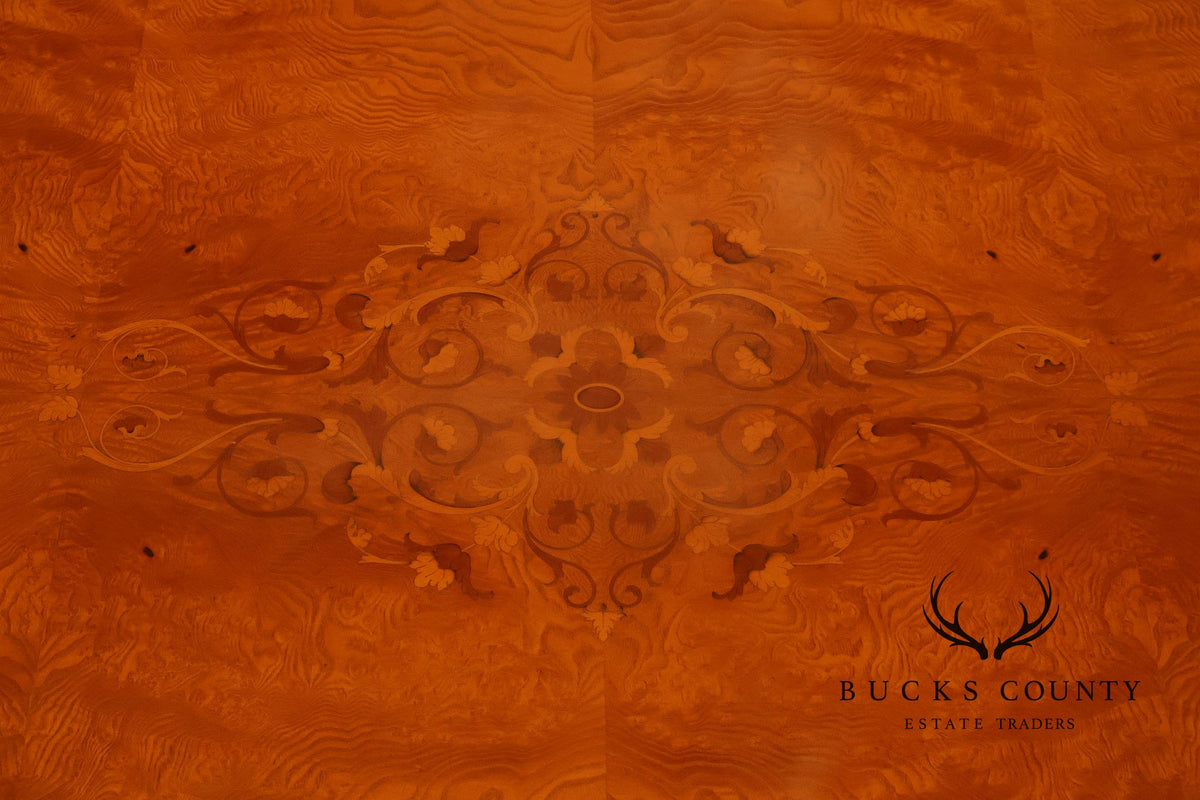 Ala Mobili Style Neoclassical Style Inlaid Double Pedestal Extension Dining Table