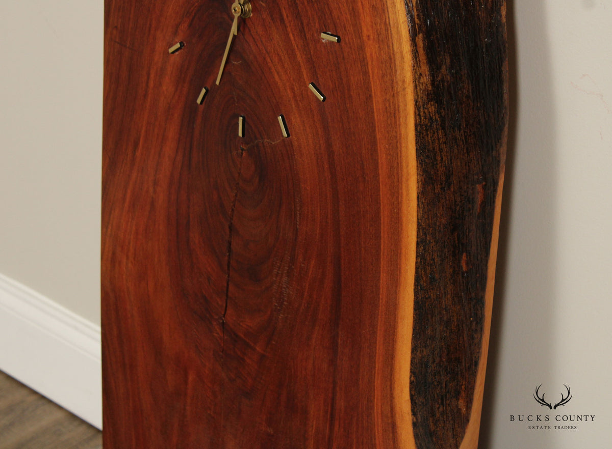 Mid Century Modern Style Live Edge Solid Wood Slab Wall Clock
