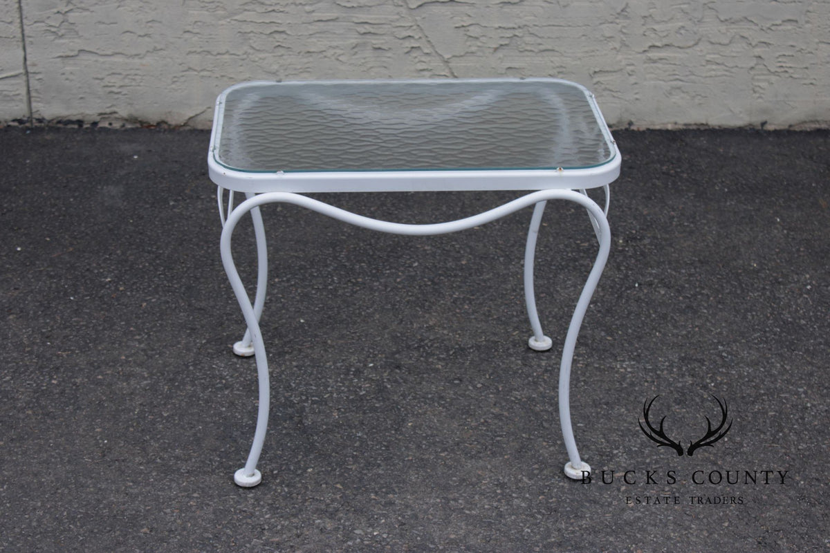 Woodard Glass Top Wrought Iron Patio Side Table