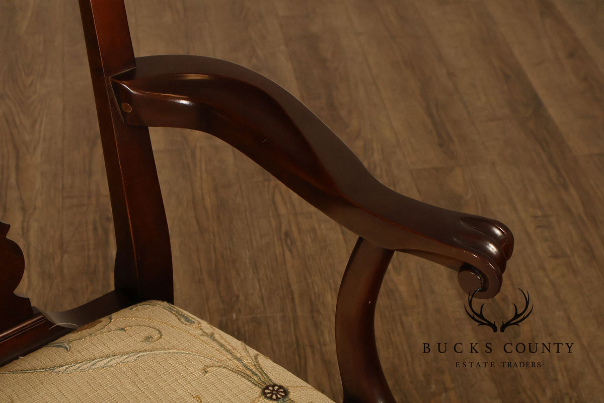 Statton Chippendale Style Set of Six Cherry Dining Chairs