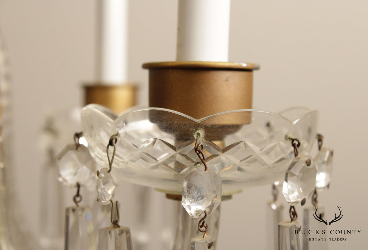 Antique Maria Theresa Style Crystal and Brass Chandelier