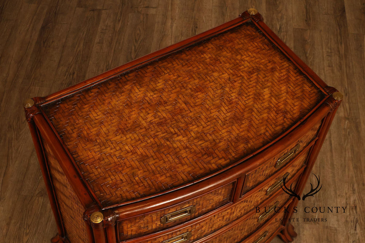 Maitland Smith Campaign Style Bowfront Rattan Chest