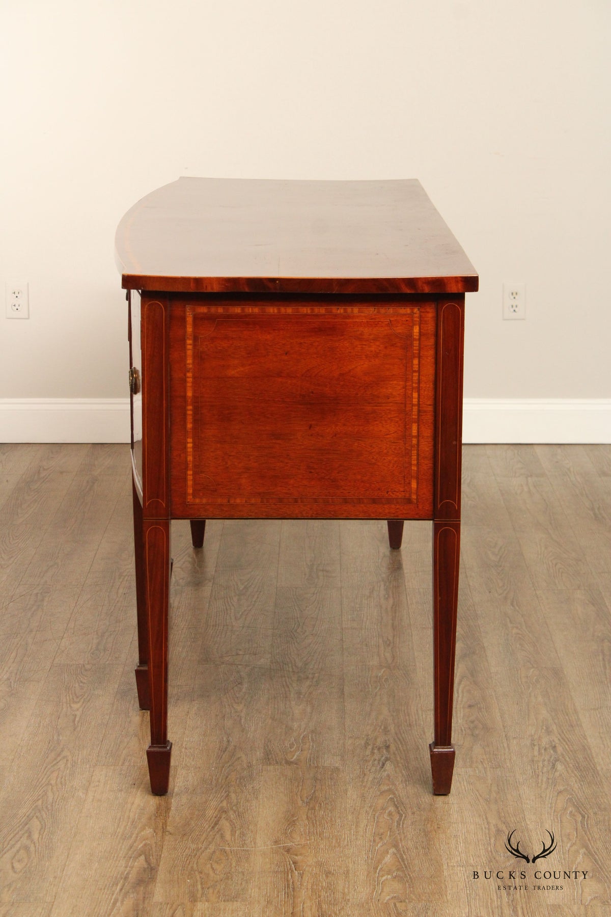 Antique English Federal Inlaid Mahogany Bowfront Sideboard