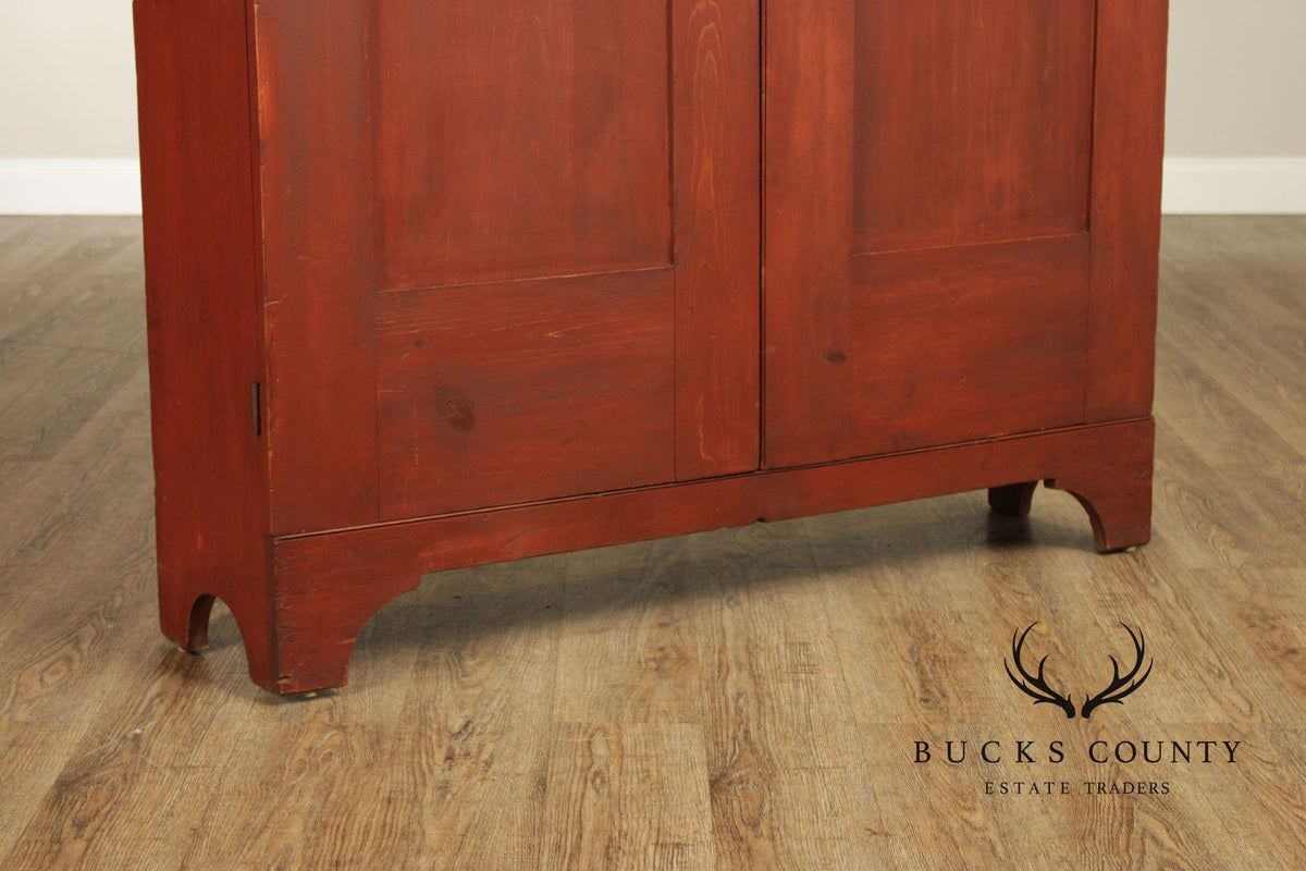 Antique American Farmhouse Painted Softwood Cupboard