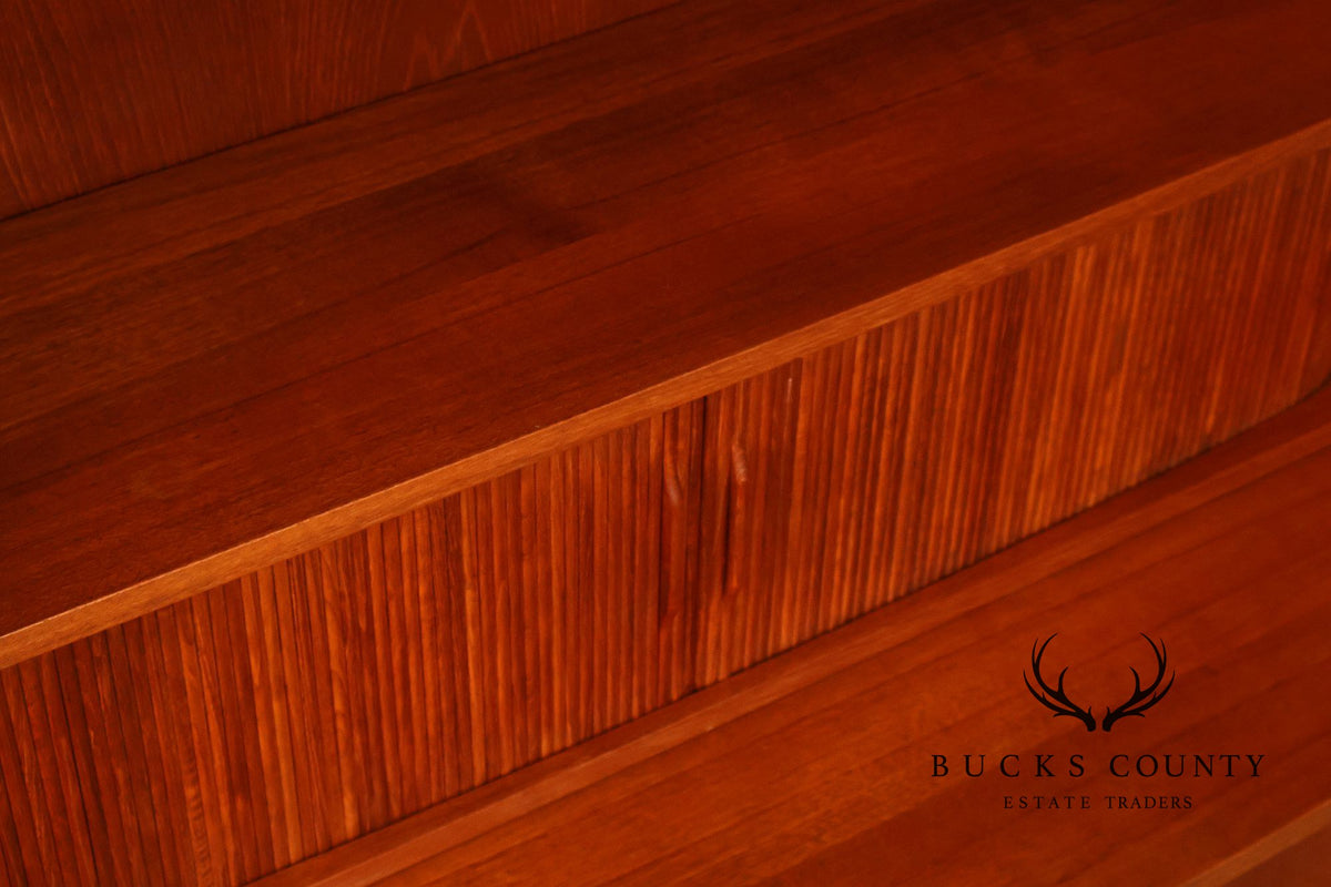 Johannes Sorth for Bornholm Mobelfabrik Danish Teak Tambour Door Secretary Desk Bookcase
