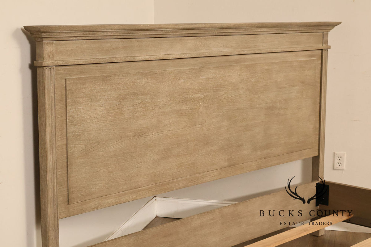 Natural Rustic Gray Finished King Size Country Style Panel Bed Frame