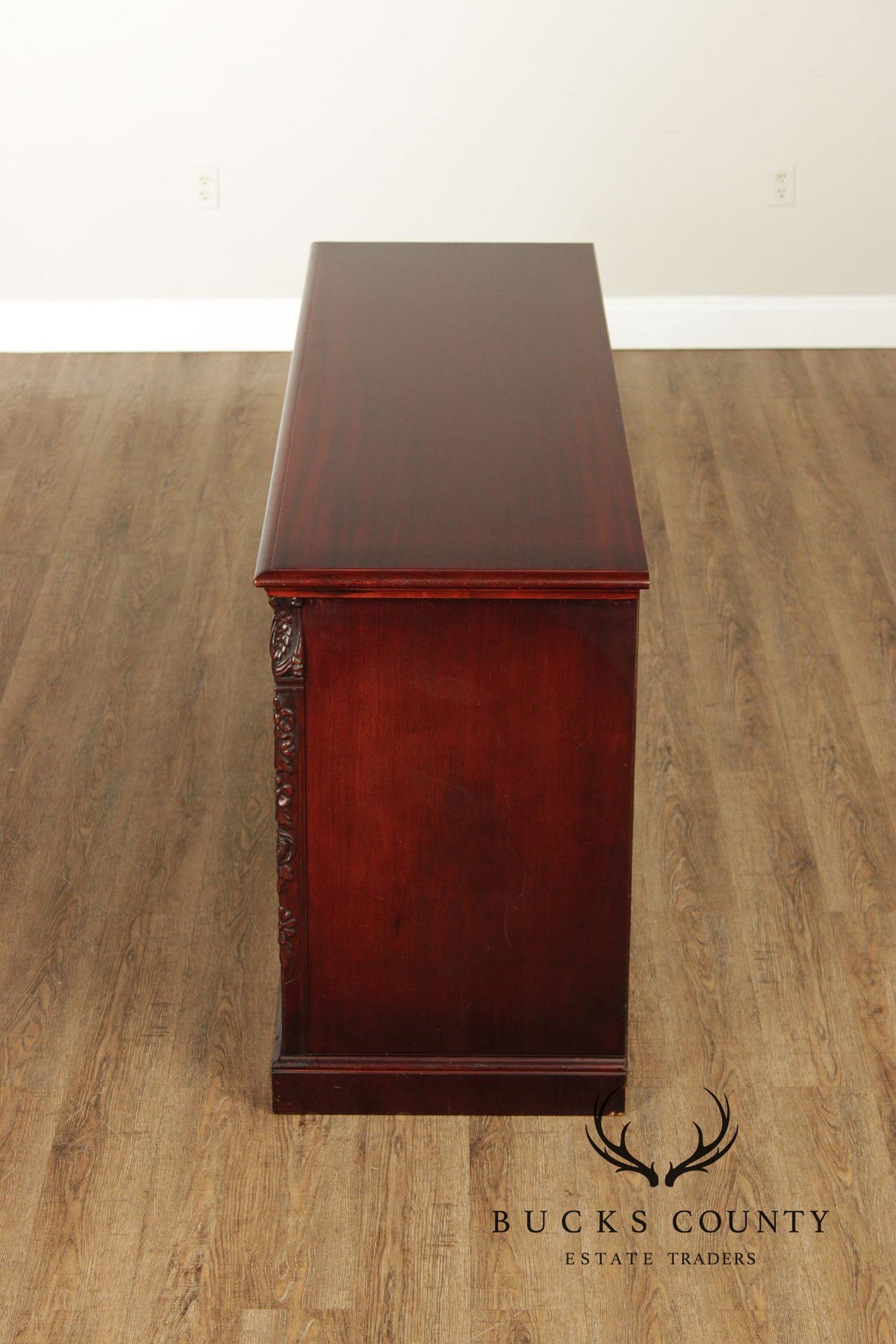 1940's Vintage Georgian Style Carved Mahogany Sideboard Buffet