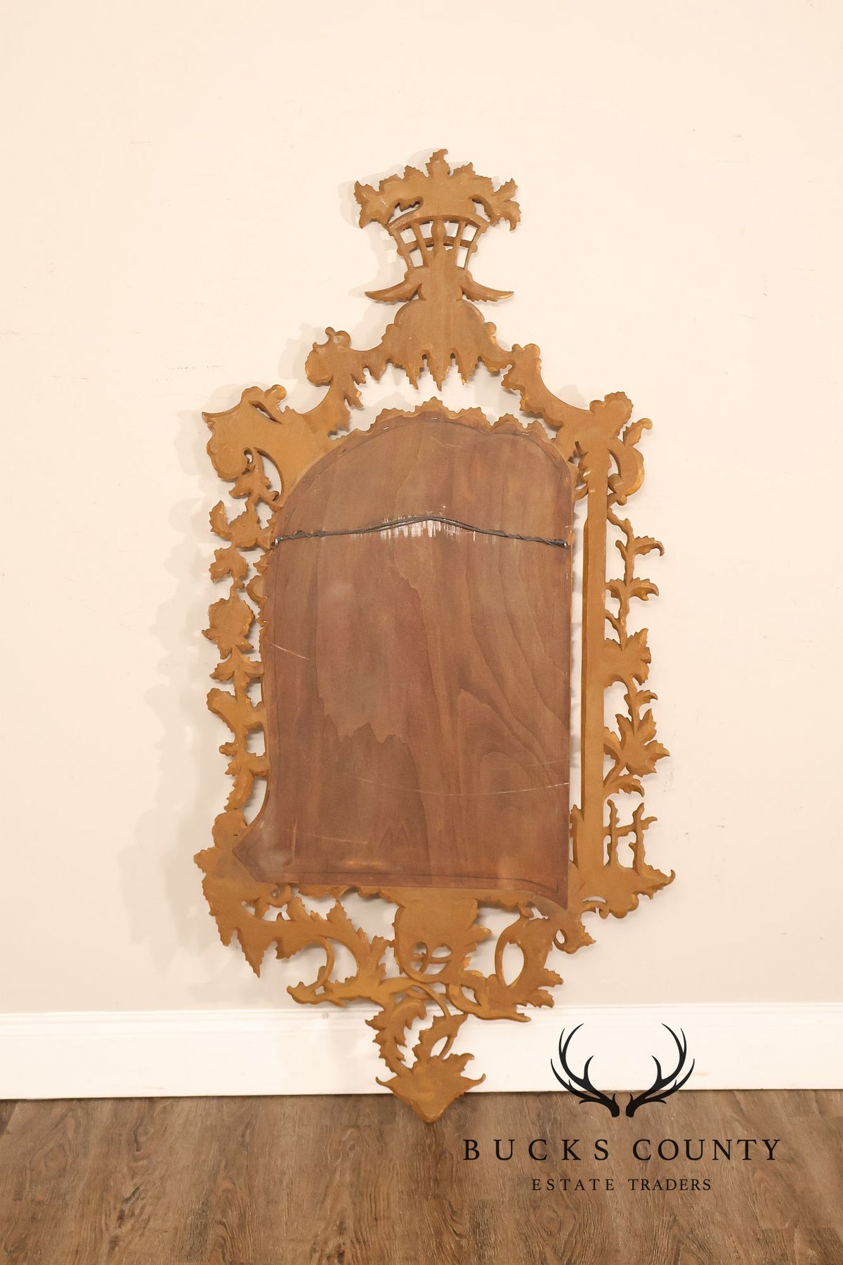 Italian Giltwood Rococo Style Wall Mirror with Floral Carved Frame