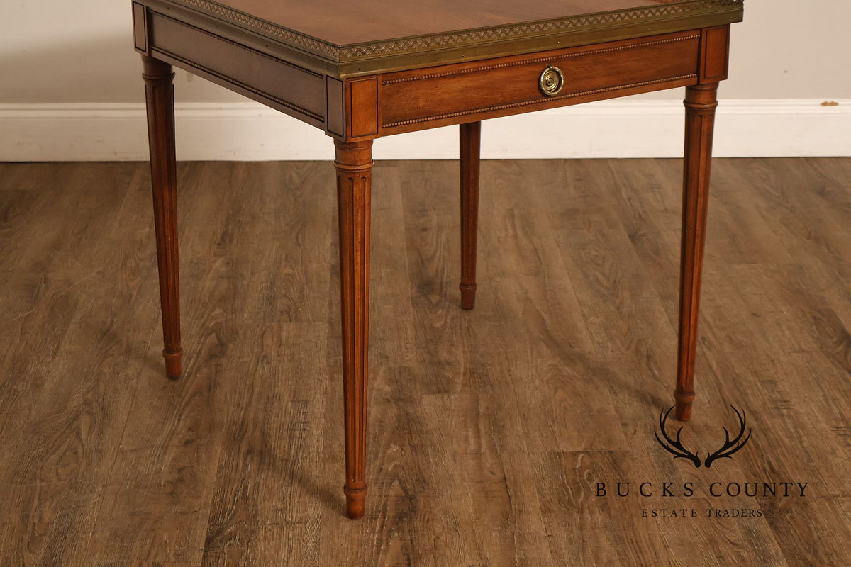 Title: Baker Furniture Louis XVI Style Mahogany Brass Gallery Side Table