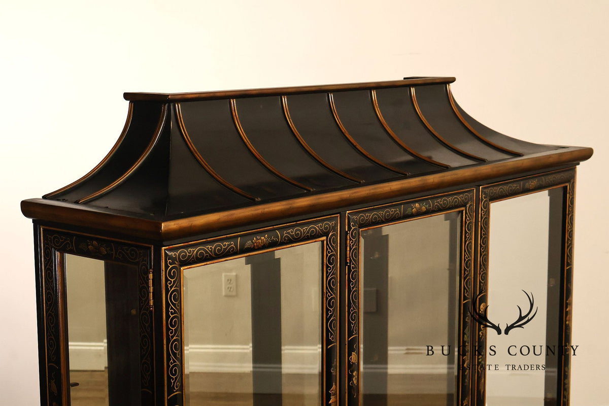 Drexel Heritage Et Cetera Asian Chinoiserie Hand Painted Lighted China Display Cabinet