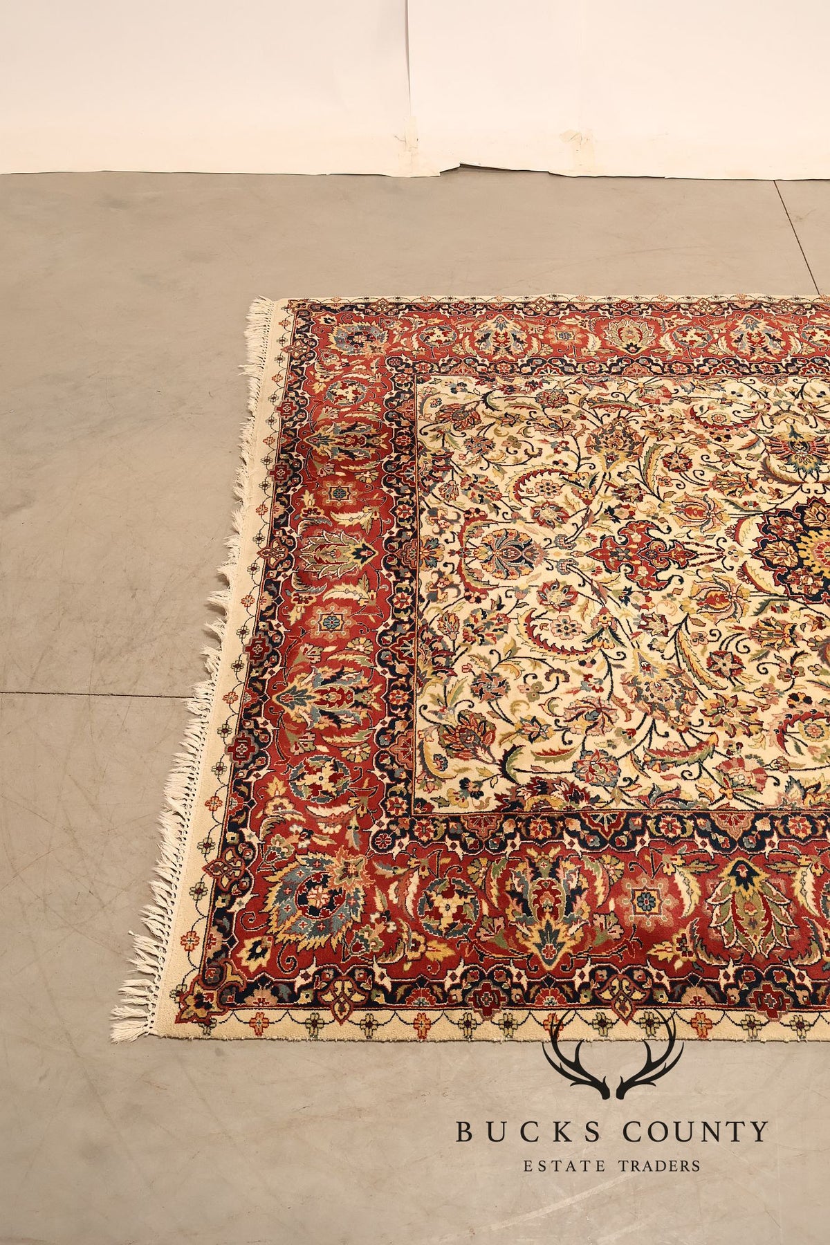 Hand Knotted Kashan Style Wool Area Rug 9x12 Floral Medallion