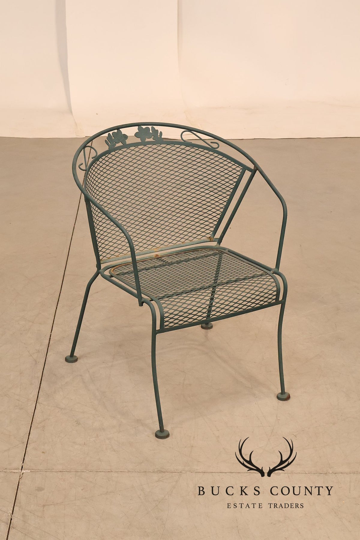 Wrought Iron Vintage Round Patio Table And Four Chairs Set