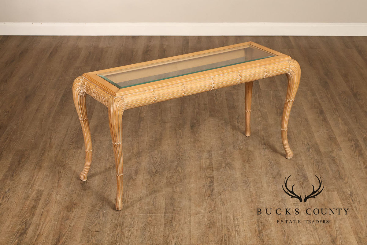 Hollywood Regency Narrow Glass Top Sofa Table