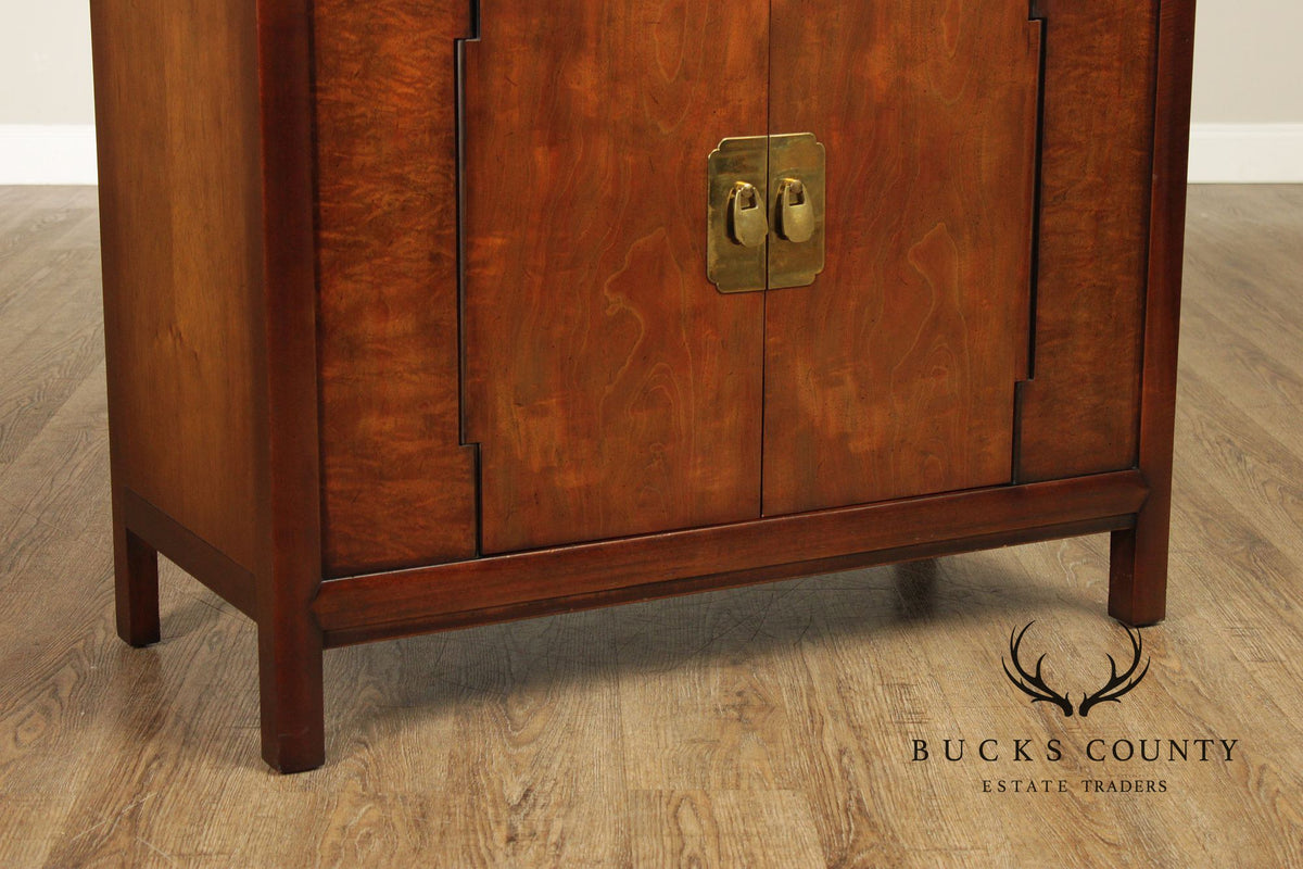 Henredon Asian Style Pair of Walnut Storage Cupboards