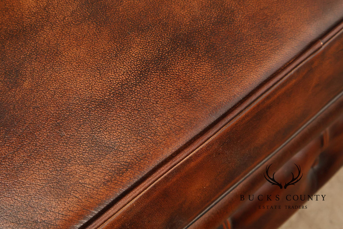 Chesterfield Style Brown Leather Sofa